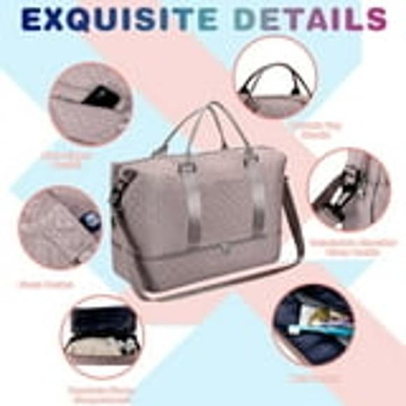 Large Weekender Gym Bag for Women with Toiletry, Shoe Compartment, Travel Duffel - Picture 4 of 7